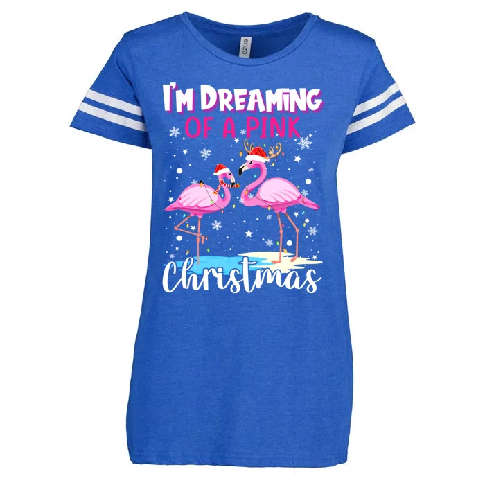 Matching Family IM Dreaming Of A Pink Christmas Flamingo Great Gift Enza Ladies Jersey Football T-Shirt