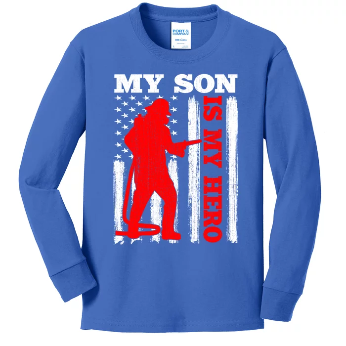 My Firefighter Is My Hero Usa Flag Firefighter Fire Son Meaningful Gift Kids Long Sleeve Shirt