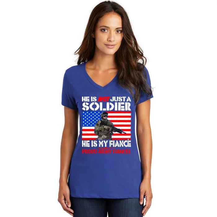 My Fiance Is A Soldier Proud Army Fiancee Cute Gift Military Family Meaningful G Women's V-Neck T-Shirt