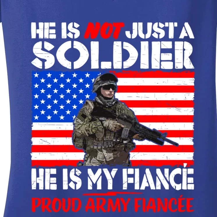 My Fiance Is A Soldier Proud Army Fiancee Cute Gift Military Family Meaningful G Women's V-Neck T-Shirt