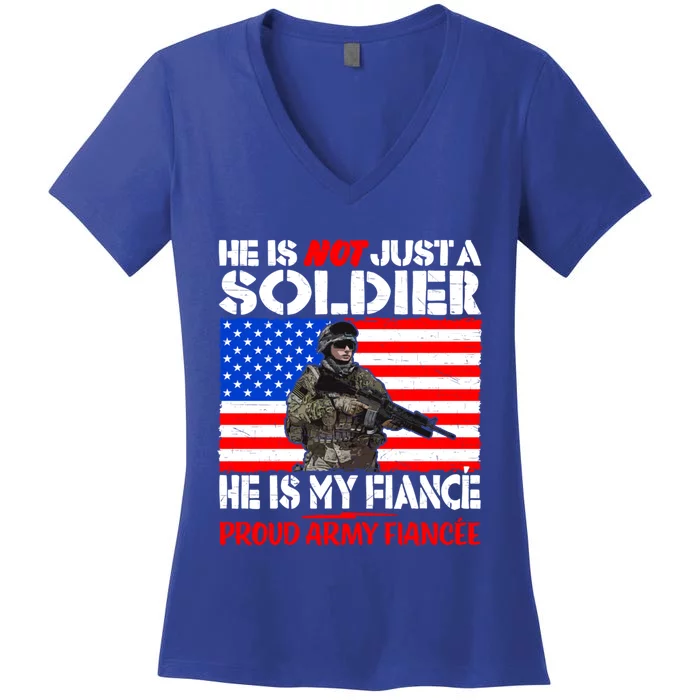 My Fiance Is A Soldier Proud Army Fiancee Cute Gift Military Family Meaningful G Women's V-Neck T-Shirt