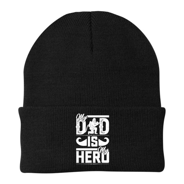 My Father Is My Hero Cool Father's Day Firefighter Dad Knit Cap Winter Beanie