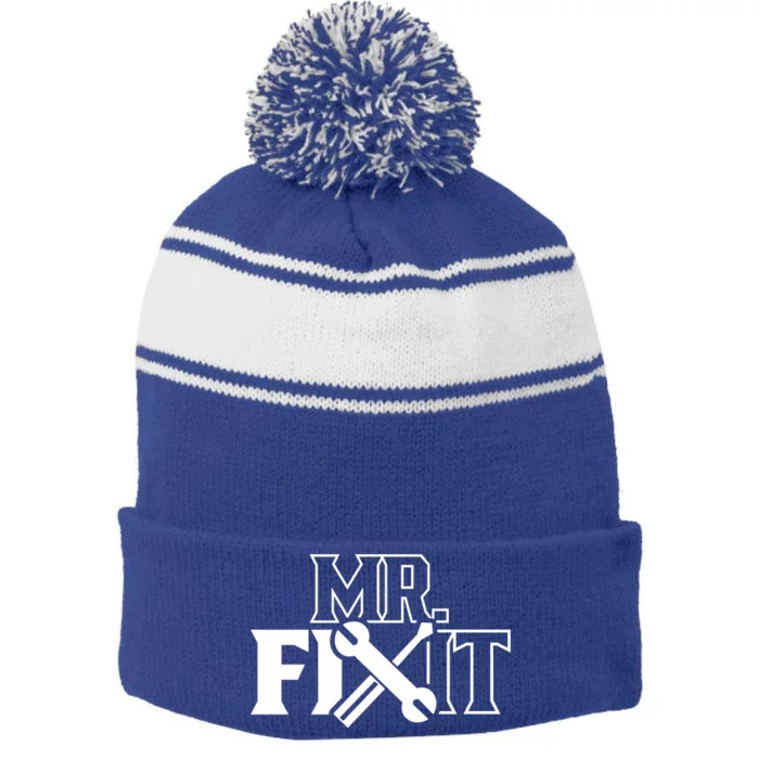 Mr Fix It Handy Overhaul Repair Fixing Gift Stripe Pom Pom Beanie