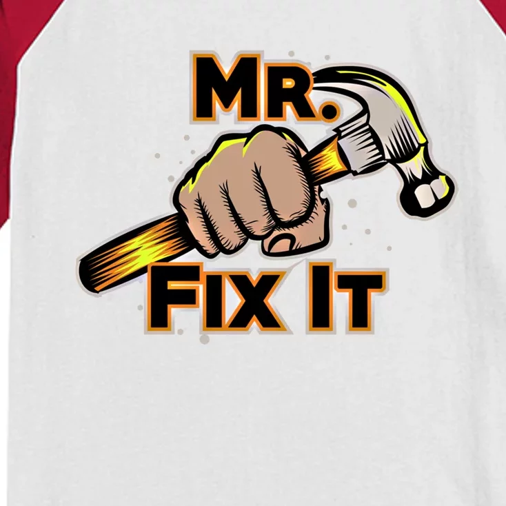 Mr Fix It Papa Dad Fathers Day Gift Kids Colorblock Raglan Jersey