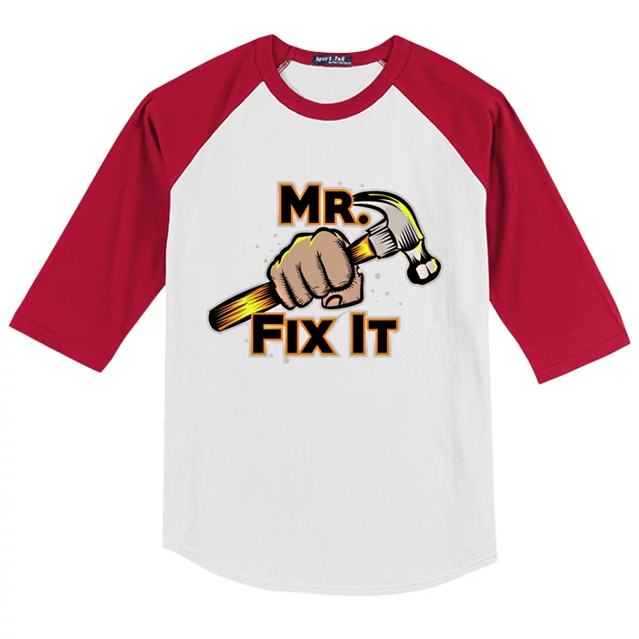 Mr Fix It Papa Dad Fathers Day Gift Kids Colorblock Raglan Jersey