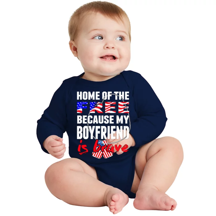 My Friend Is Brave Home Of The Free Proud Army Friend Gift Baby Long Sleeve Bodysuit