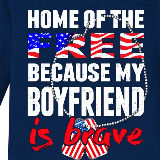 My Friend Is Brave Home Of The Free Proud Army Friend Gift Baby Long Sleeve Bodysuit