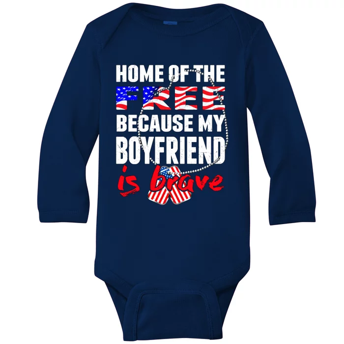 My Friend Is Brave Home Of The Free Proud Army Friend Gift Baby Long Sleeve Bodysuit