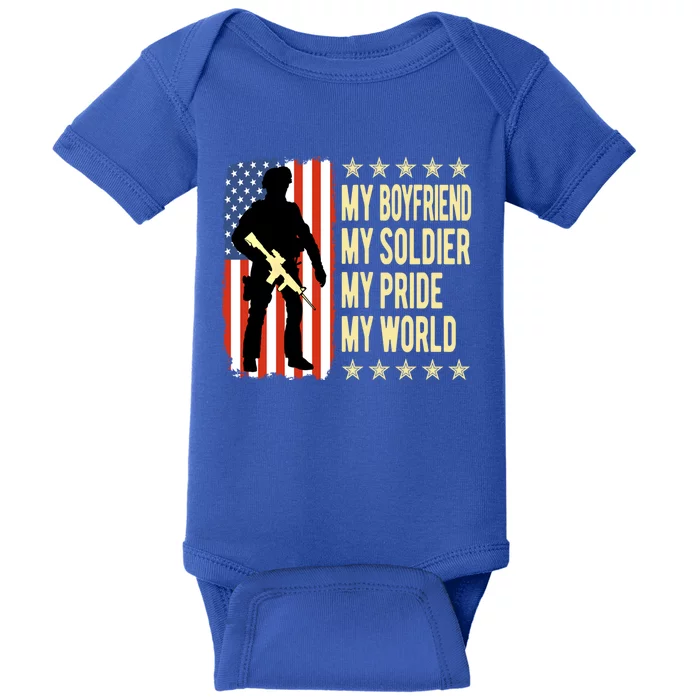 My Friend Is A Soldier Hero Proud Army Friend Funny Gift Baby Bodysuit