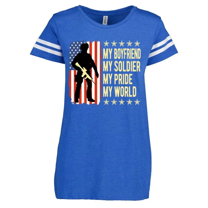 My Friend Is A Soldier Hero Proud Army Friend Funny Gift Enza Ladies Jersey Football T-Shirt