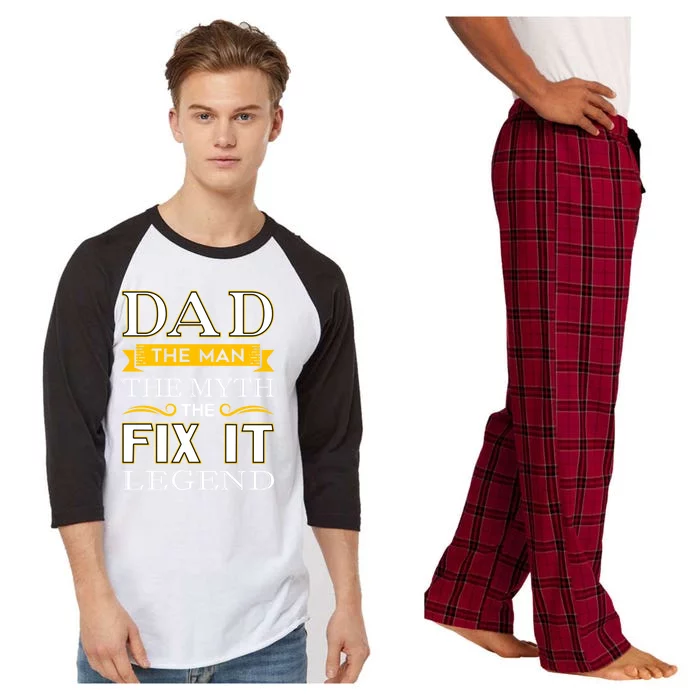 Mr Fix It Dad Funny Gift Fathers Day Handy Cute Gift Raglan Sleeve Pajama Set