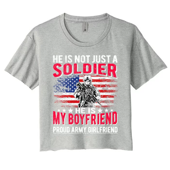 My Friend Is A Soldier Hero Proud Army Friend Funny Gift Women's Crop Top Tee