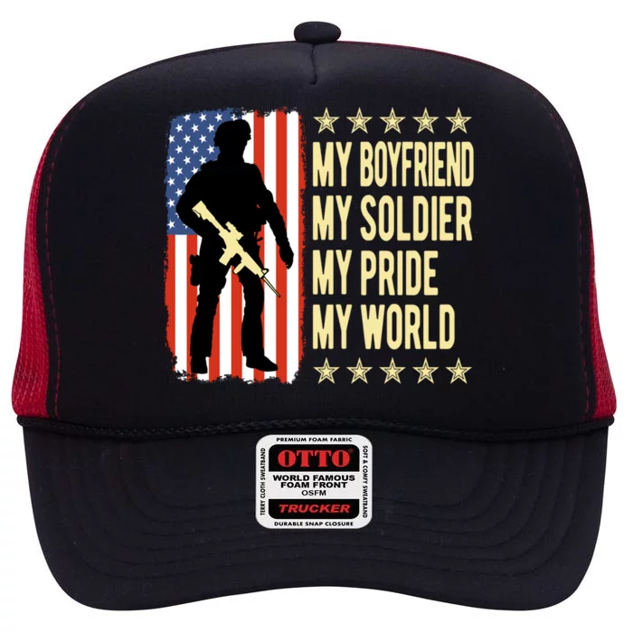 My Friend Is A Soldier Hero Proud Army Friend Funny Gift Great Gift High Crown Mesh Trucker Hat