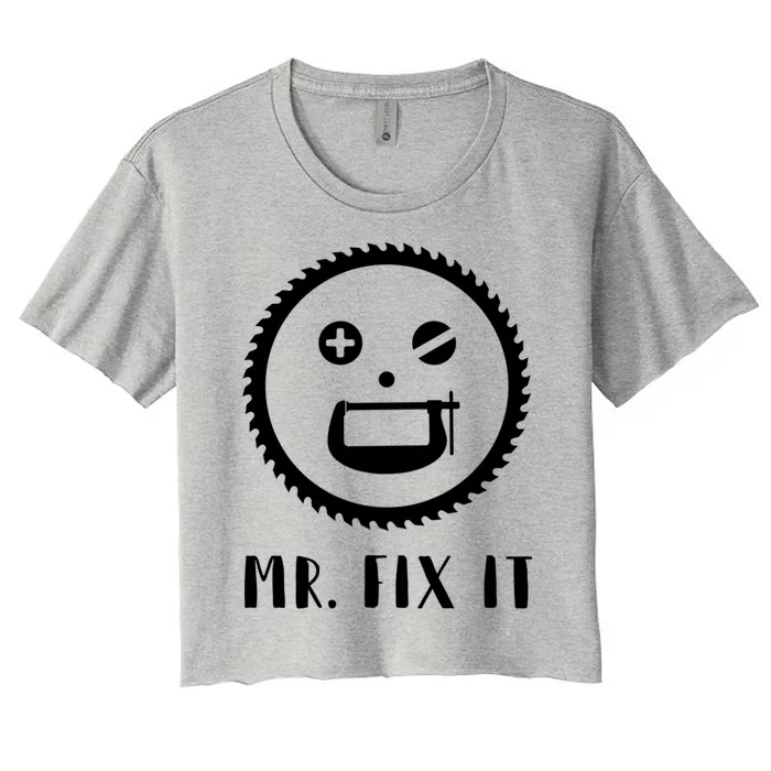 Mr Fix It Handy Dad Meaningful Gift Women's Crop Top Tee