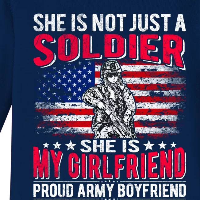 My Friend Is A Soldier Proud Army Friend Lover Funny Gift Baby Long Sleeve Bodysuit