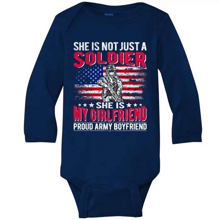 My Friend Is A Soldier Proud Army Friend Lover Funny Gift Baby Long Sleeve Bodysuit