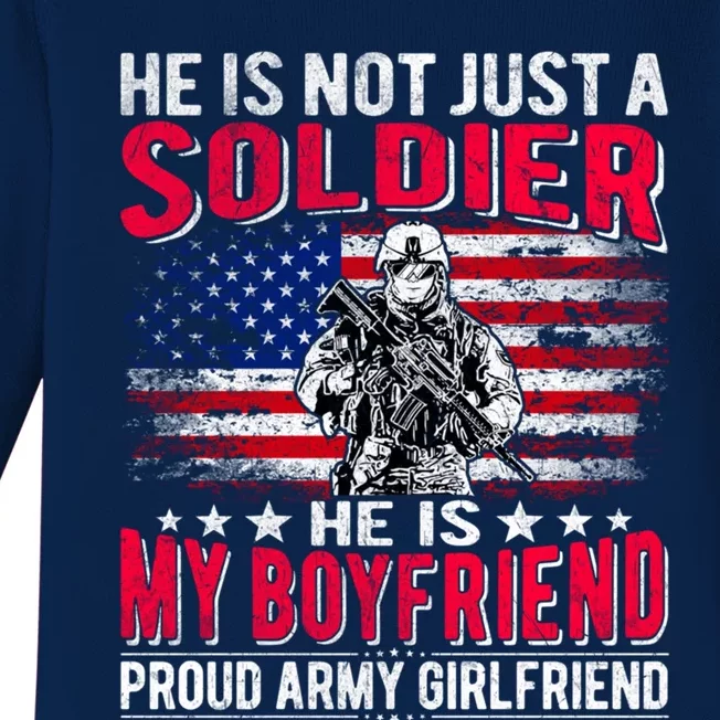 My Friend Is A Soldier Hero Proud Army Friend Funny Gift Baby Long Sleeve Bodysuit