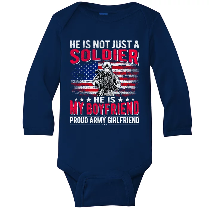 My Friend Is A Soldier Hero Proud Army Friend Funny Gift Baby Long Sleeve Bodysuit