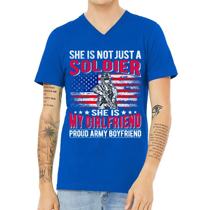 My Friend Is Soldier Hero Proud Army Friend Military Gift V-Neck T-Shirt