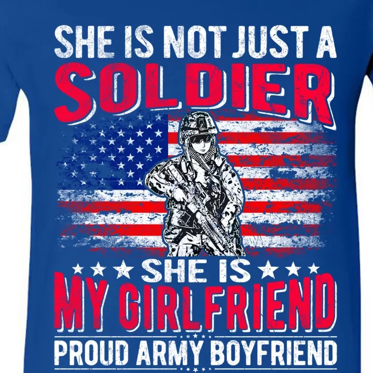 My Friend Is Soldier Hero Proud Army Friend Military Gift V-Neck T-Shirt