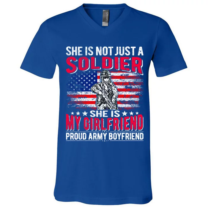 My Friend Is Soldier Hero Proud Army Friend Military Gift V-Neck T-Shirt