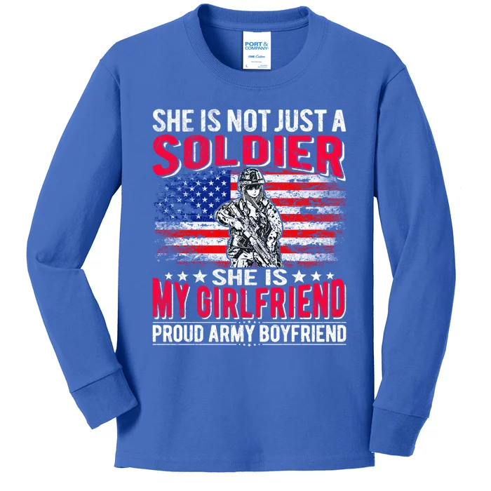 My Friend Is Soldier Hero Proud Army Friend Military Gift Kids Long Sleeve Shirt