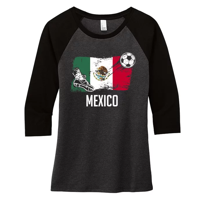 Mexico Flag Jersey Mexican Soccer Team Mexican Women's Tri-Blend 3/4-Sleeve Raglan Shirt