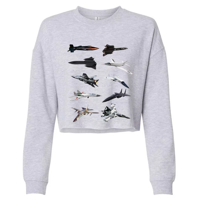 MilitaryS Fastest Jet Fighters Aircraft Plane Of The World Cropped Pullover Crew