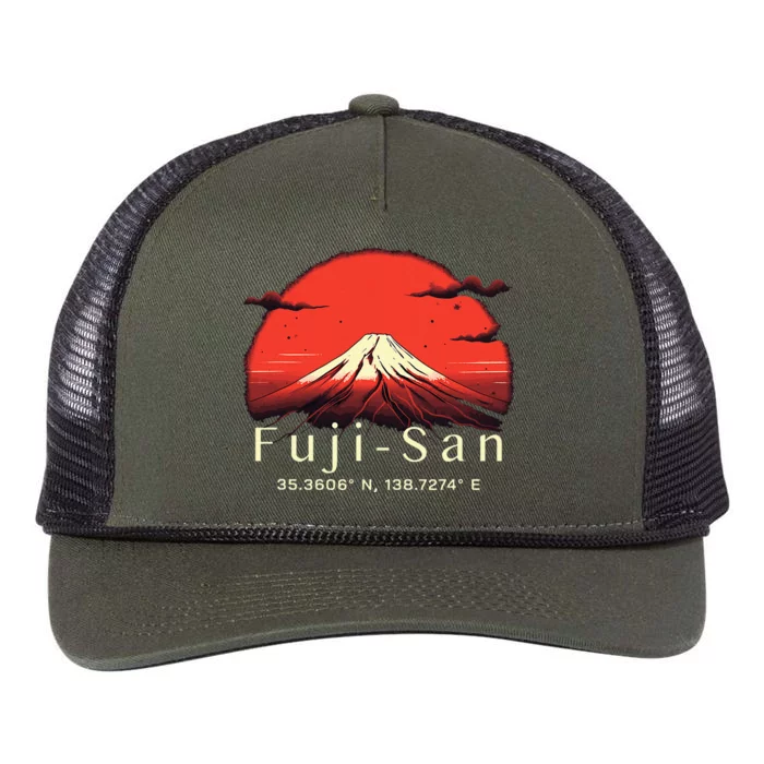 Mount Fuji Japanese Mountain Imagery Japan Lover Mt Fuji Retro Rope Trucker Hat Cap