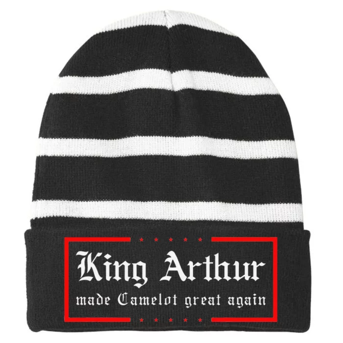 Medieval Festival King Arthur Camelot Great Again Ren Faire Striped Beanie with Solid Band