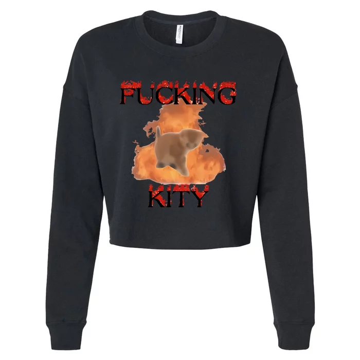 Milkcattos Fucking Kity Cropped Pullover Crew