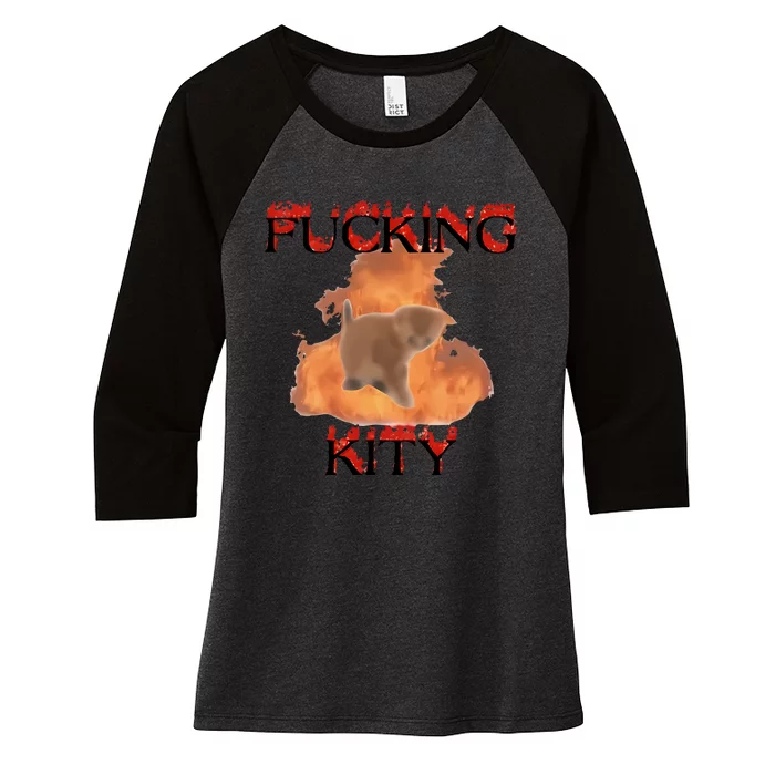 Milkcattos Fucking Kity Women's Tri-Blend 3/4-Sleeve Raglan Shirt