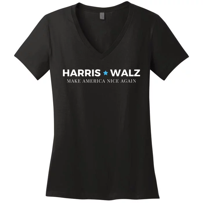 Midwest For Kamala Harris Walz Make America Nice Women's V-Neck T-Shirt