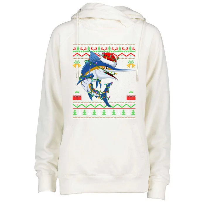 Marlin Fish Lover Matching Ugly Marlin Christmas Meaningful Gift Womens Funnel Neck Pullover Hood