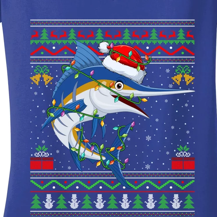 Marlin Fish Lover Matching Ugly Marlin Christmas Meaningful Gift Women's V-Neck T-Shirt