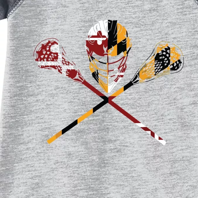 Maryland Flag Lacrosse College LAX Stick Infant Baby Jersey Bodysuit