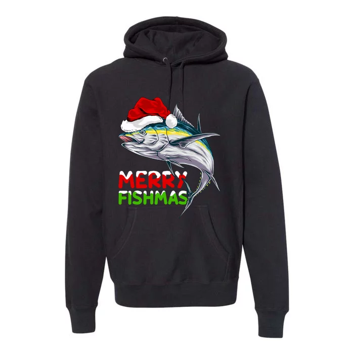 Merry Fishmas Lighting Santa Tuna Fish Fishing Christmas Premium Hoodie