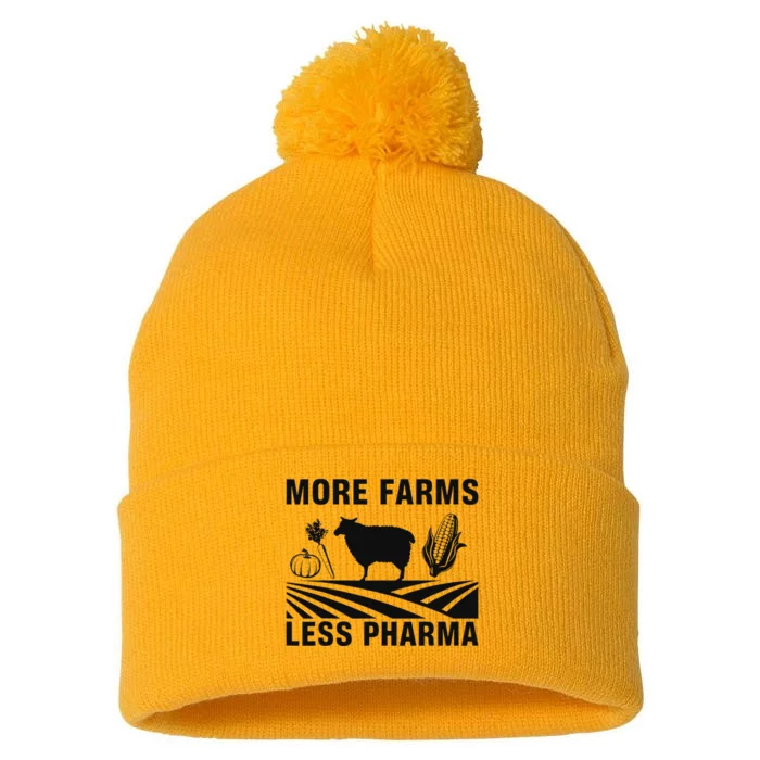 More Farms Less Pharmaceutical Agriculture Pom Pom 12in Knit Beanie