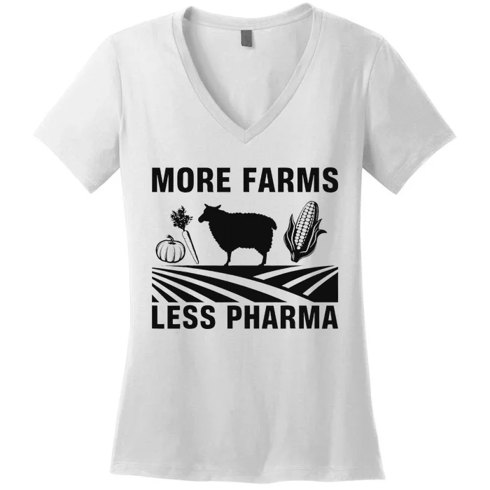 More Farms Less Pharmaceutical Agriculture Women's V-Neck T-Shirt