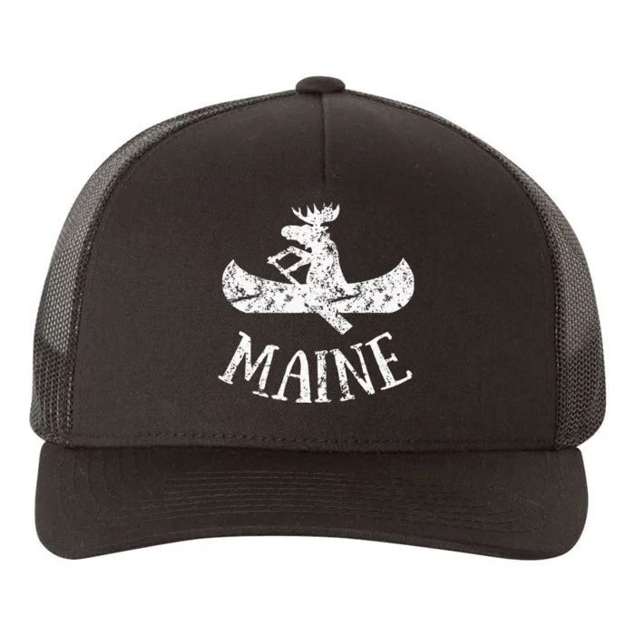 Maine Funny Moose Canoe Vacation Yupoong Adult 5-Panel Trucker Hat