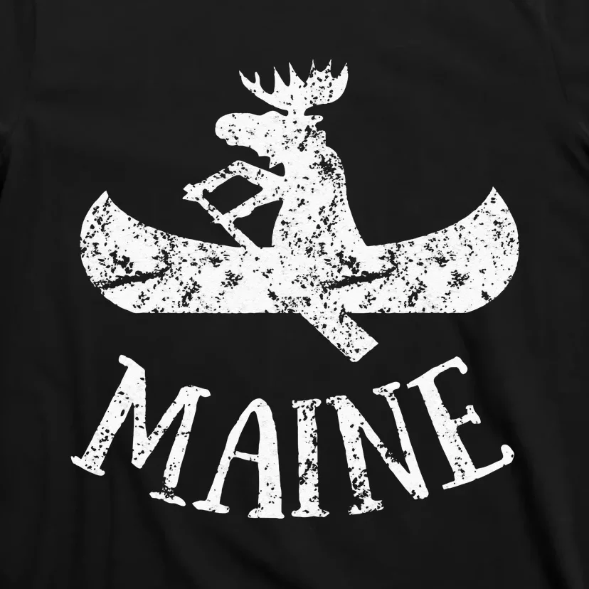 Maine Funny Moose Canoe Vacation T-Shirt