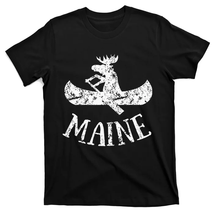 Maine Funny Moose Canoe Vacation T-Shirt