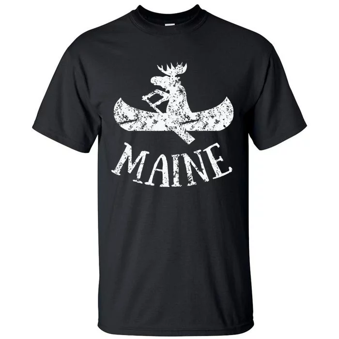 Maine Funny Moose Canoe Vacation Tall T-Shirt