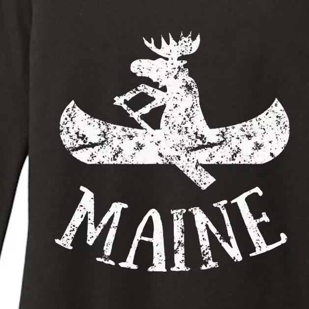 Maine Funny Moose Canoe Vacation Womens CVC Long Sleeve Shirt