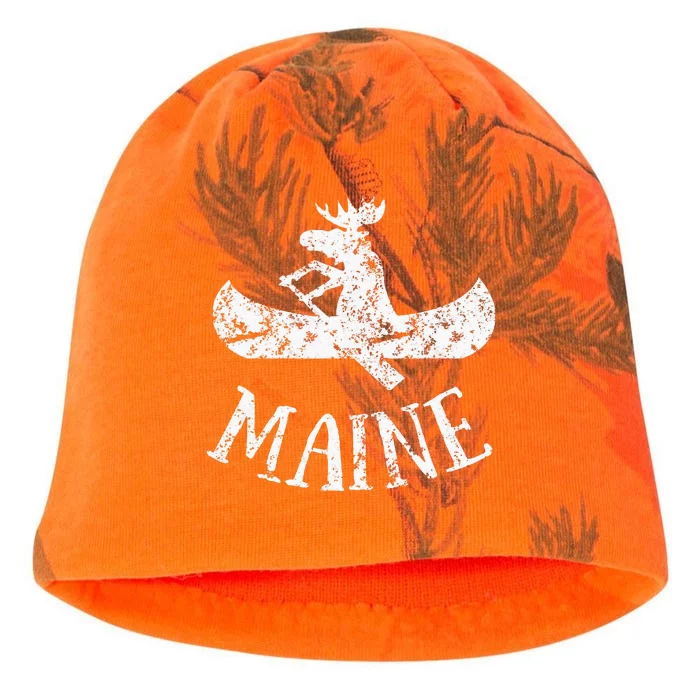 Maine Funny Moose Canoe Vacation Kati - Camo Knit Beanie