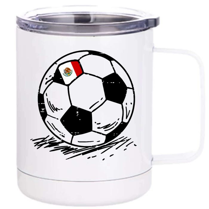 Mexico Flag Mexican Soccer Ball Football Fan Women Front & Back 12oz Stainless Steel Tumbler Cup