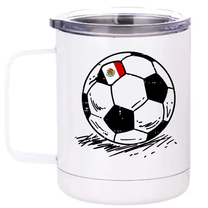 Mexico Flag Mexican Soccer Ball Football Fan Women Front & Back 12oz Stainless Steel Tumbler Cup