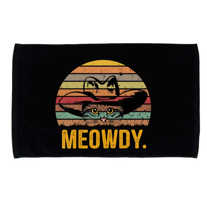 Meowdy Funny Mashup Between Meow And Howdy Love Cat Meme Meaningful Gift Microfiber Hand Towel