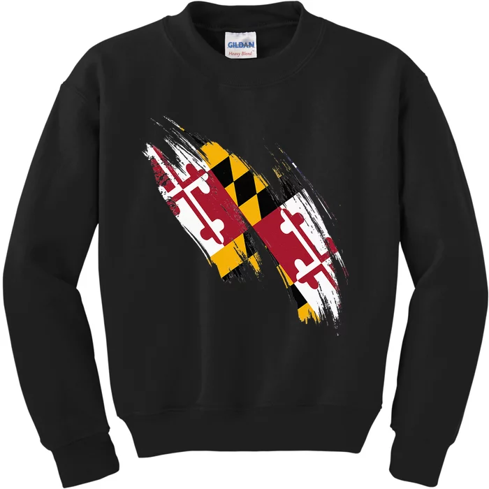 Maryland Flag Marylander Maryland Flag State Pride Kids Sweatshirt