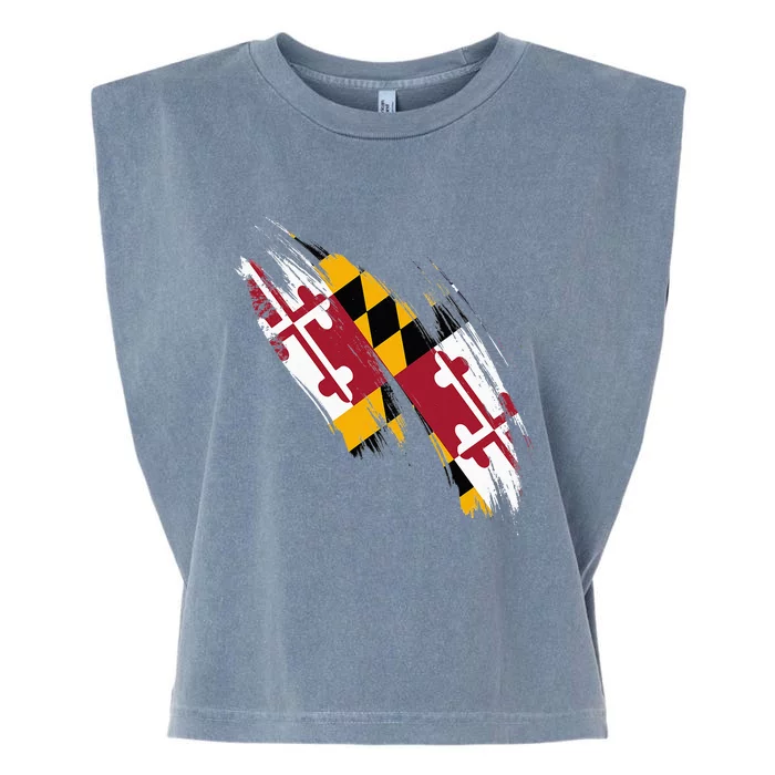 Maryland Flag Marylander Maryland Flag State Pride Garment-Dyed Women's Muscle Tee